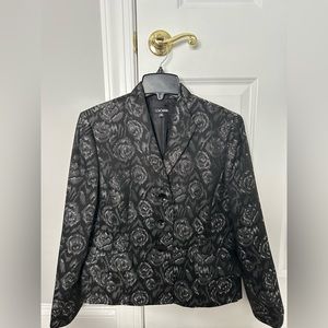 Le Suit Black Suit Jacket Floral Pattern